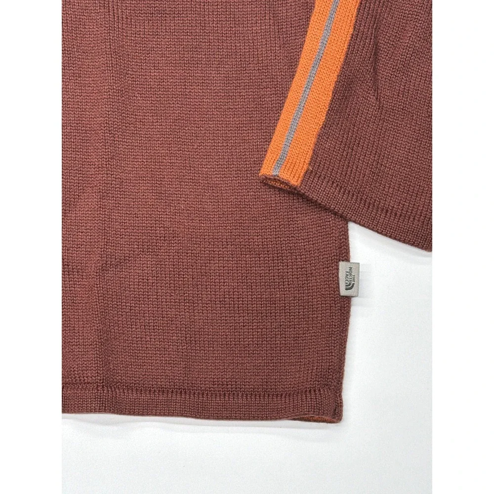 The‎ North Face Mens Large Brown Quarter Zip Sweater Orange Stripe Gorpcore